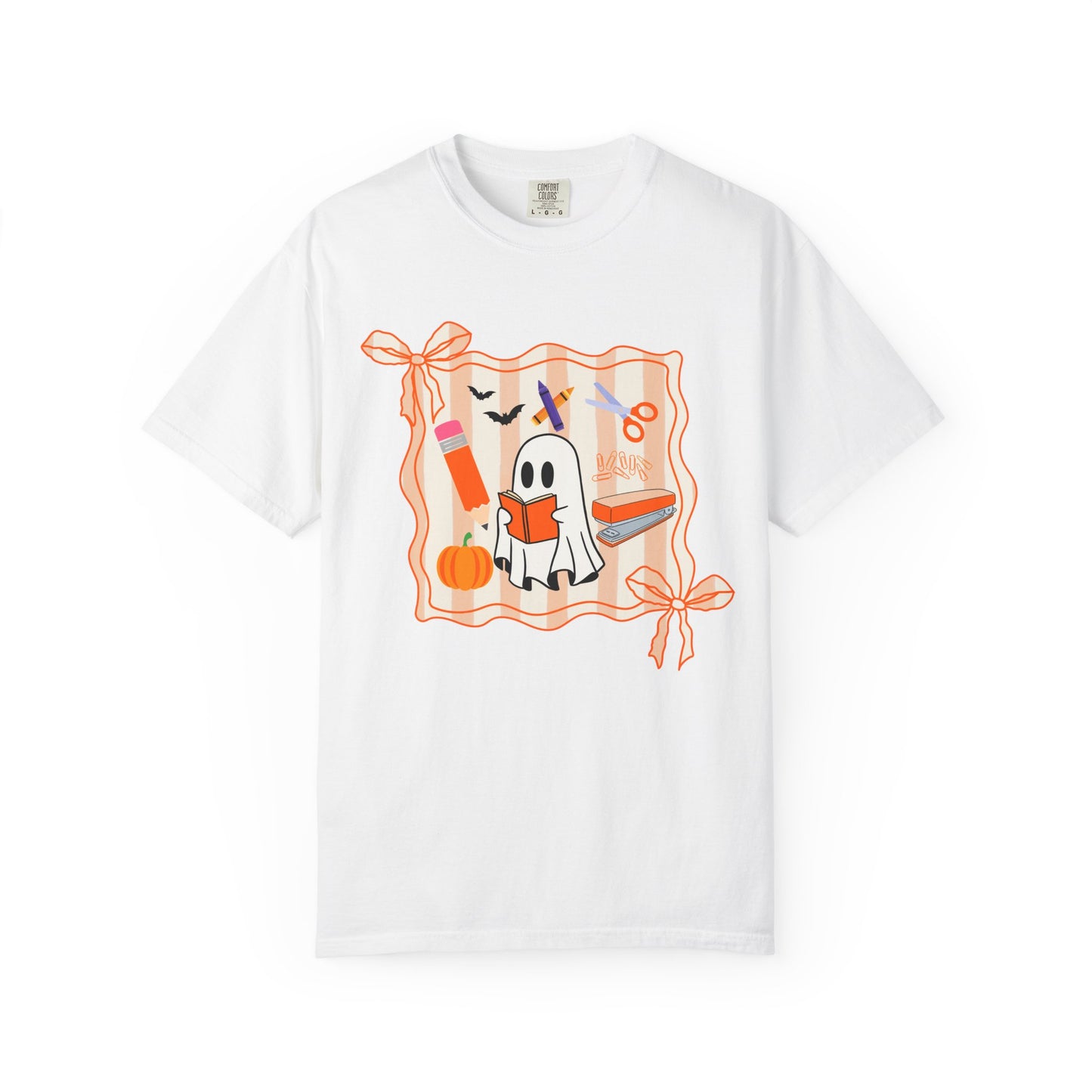 Teacher Ghost Bow Frame Halloween Tee