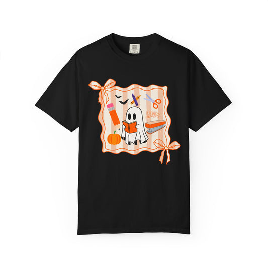 Teacher Ghost Bow Frame Halloween Tee