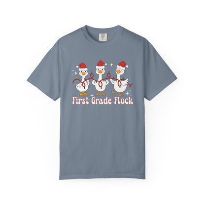 First Grade Flock Goose Christmas Tee