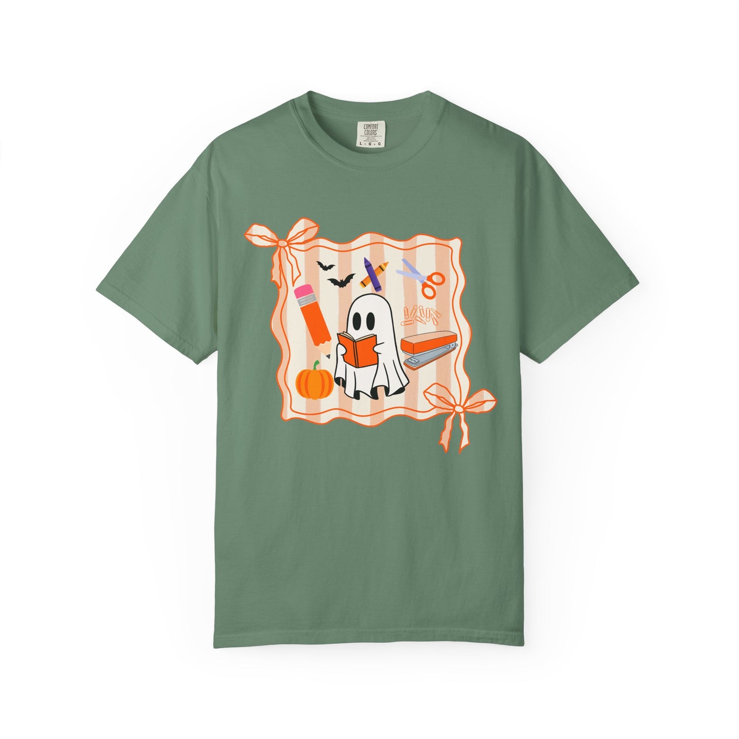 Teacher Ghost Bow Frame Halloween Tee