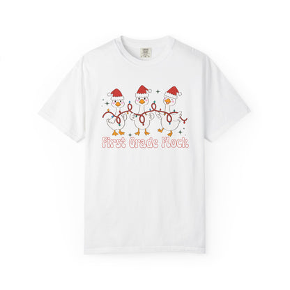 First Grade Flock Goose Christmas Tee