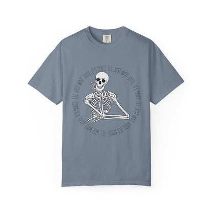 Skeleton I'll Wait Circle Halloween Tee