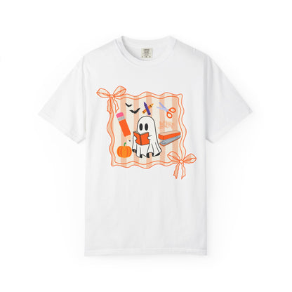 Teacher Ghost Bow Frame Halloween Tee