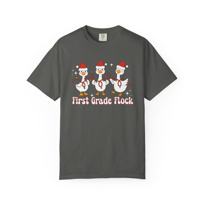 First Grade Flock Goose Christmas Tee